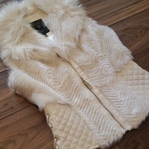 GUESS Ivory Faux Fur White/Ivory Vest